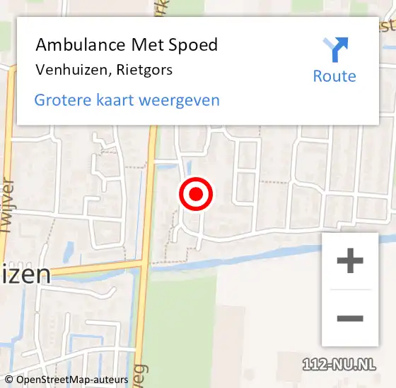 Locatie op kaart van de 112 melding: Ambulance Met Spoed Naar Venhuizen, Rietgors op 2 juni 2022 15:01