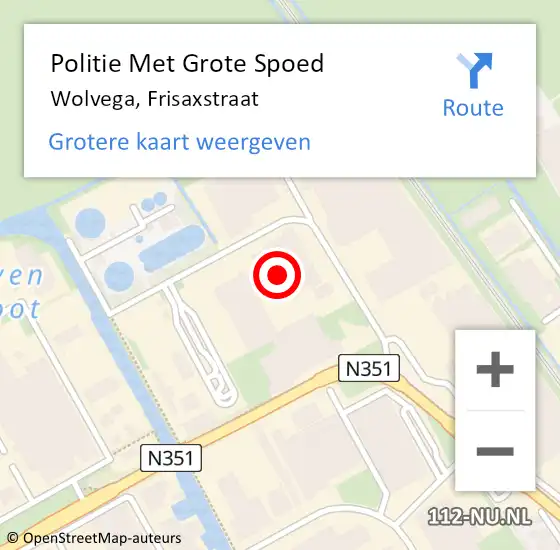 Locatie op kaart van de 112 melding: Politie Met Grote Spoed Naar Wolvega, Frisaxstraat op 2 juni 2022 15:12