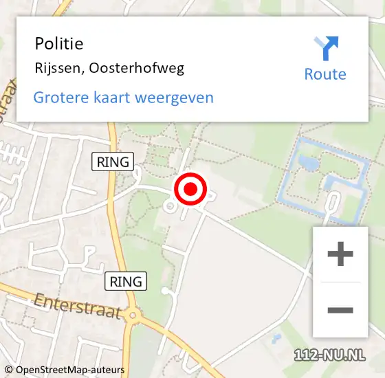 Locatie op kaart van de 112 melding: Politie Rijssen, Oosterhofweg op 2 juni 2022 15:27