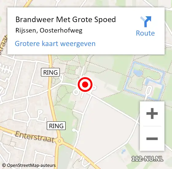 Locatie op kaart van de 112 melding: Brandweer Met Grote Spoed Naar Rijssen, Oosterhofweg op 2 juni 2022 15:29