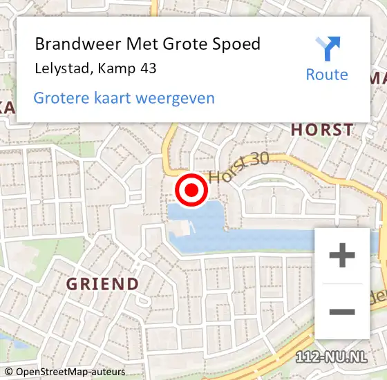 Locatie op kaart van de 112 melding: Brandweer Met Grote Spoed Naar Lelystad, Kamp 43 op 2 juni 2022 15:30