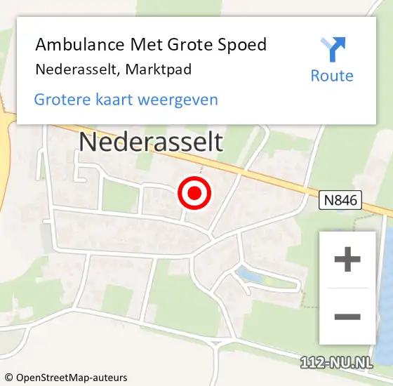 Locatie op kaart van de 112 melding: Ambulance Met Grote Spoed Naar Nederasselt, Marktpad op 2 juni 2022 15:37