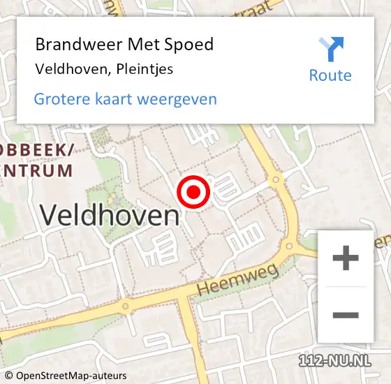 Locatie op kaart van de 112 melding: Brandweer Met Spoed Naar Veldhoven, Pleintjes op 2 juni 2022 15:43