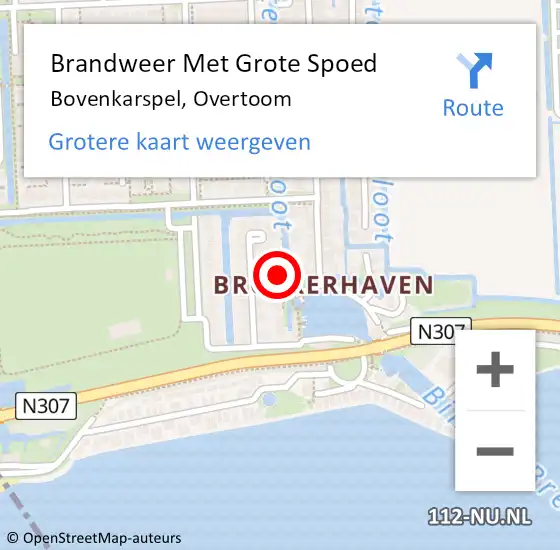 Locatie op kaart van de 112 melding: Brandweer Met Grote Spoed Naar Bovenkarspel, Overtoom op 2 juni 2022 15:43