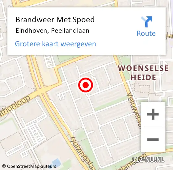 Locatie op kaart van de 112 melding: Brandweer Met Spoed Naar Eindhoven, Peellandlaan op 2 juni 2022 16:02