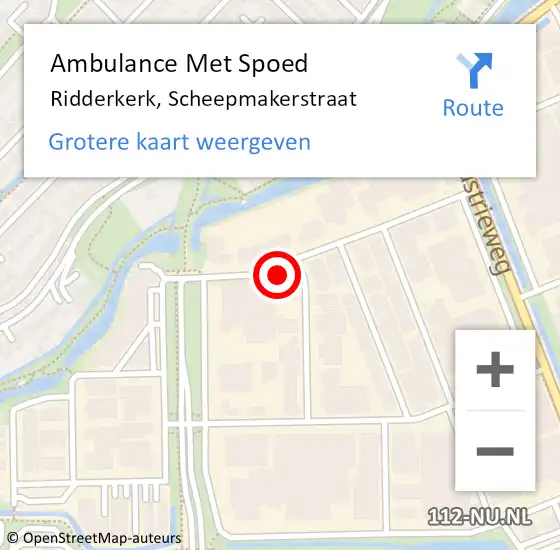 Locatie op kaart van de 112 melding: Ambulance Met Spoed Naar Ridderkerk, Scheepmakerstraat op 2 juni 2022 16:11