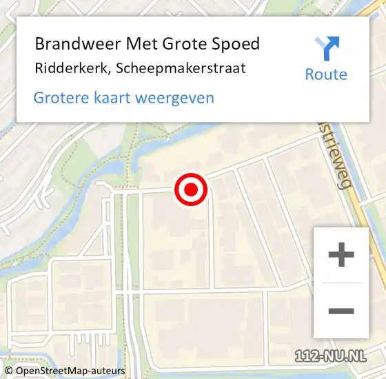 Locatie op kaart van de 112 melding: Brandweer Met Grote Spoed Naar Ridderkerk, Scheepmakerstraat op 2 juni 2022 16:11