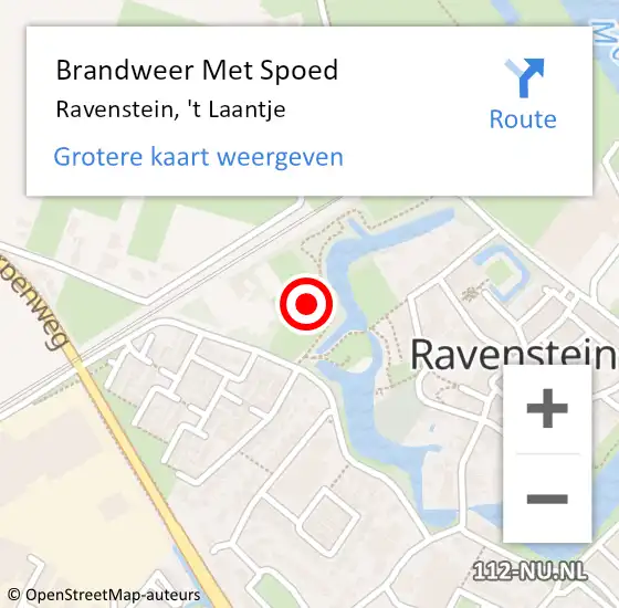 Locatie op kaart van de 112 melding: Brandweer Met Spoed Naar Ravenstein, 't Laantje op 2 juni 2022 16:13