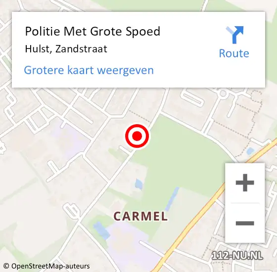 Locatie op kaart van de 112 melding: Politie Met Grote Spoed Naar Hulst, Zandstraat op 2 juni 2022 16:19