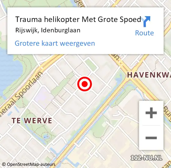 Locatie op kaart van de 112 melding: Trauma helikopter Met Grote Spoed Naar Rijswijk, Idenburglaan op 2 juni 2022 16:20