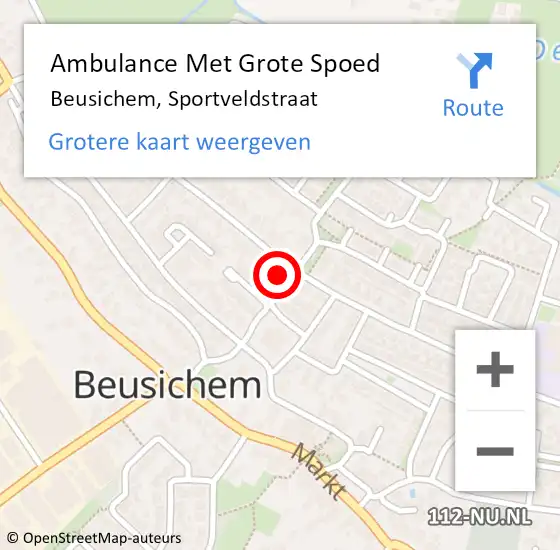 Locatie op kaart van de 112 melding: Ambulance Met Grote Spoed Naar Beusichem, Sportveldstraat op 2 juni 2022 16:20