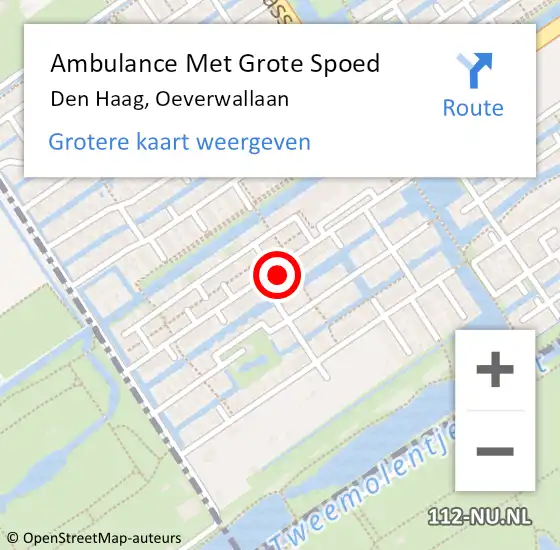 Locatie op kaart van de 112 melding: Ambulance Met Grote Spoed Naar Den Haag, Oeverwallaan op 2 juni 2022 16:23