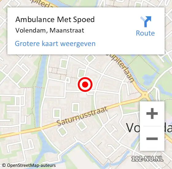 Locatie op kaart van de 112 melding: Ambulance Met Spoed Naar Volendam, Maanstraat op 2 juni 2022 16:24