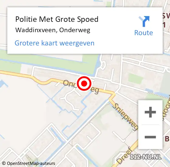 Locatie op kaart van de 112 melding: Politie Met Grote Spoed Naar Waddinxveen, Onderweg op 2 juni 2022 16:25
