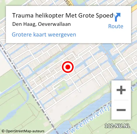 Locatie op kaart van de 112 melding: Trauma helikopter Met Grote Spoed Naar Den Haag, Oeverwallaan op 2 juni 2022 16:25