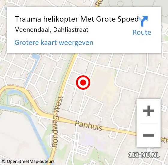 Locatie op kaart van de 112 melding: Trauma helikopter Met Grote Spoed Naar Veenendaal, Dahliastraat op 2 juni 2022 16:27