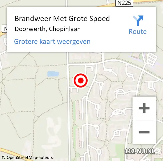 Locatie op kaart van de 112 melding: Brandweer Met Grote Spoed Naar Doorwerth, Chopinlaan op 2 juni 2022 17:01