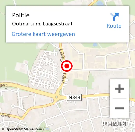 Locatie op kaart van de 112 melding: Politie Ootmarsum, Laagsestraat op 2 juni 2022 17:06