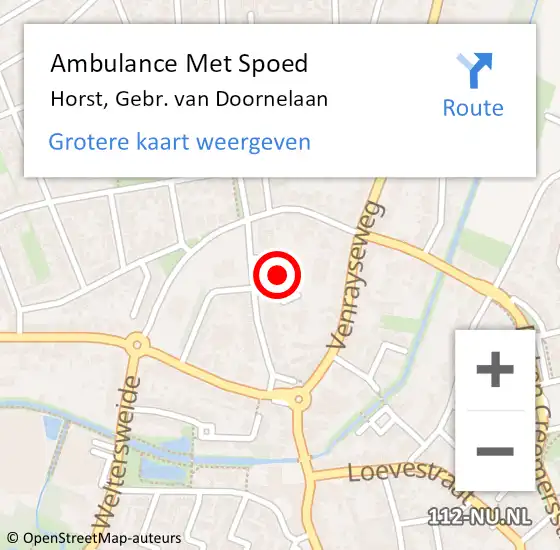 Locatie op kaart van de 112 melding: Ambulance Met Spoed Naar Horst, Gebr. van Doornelaan op 19 juli 2014 01:19