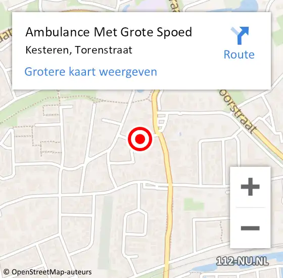 Locatie op kaart van de 112 melding: Ambulance Met Grote Spoed Naar Kesteren, Torenstraat op 2 juni 2022 17:11