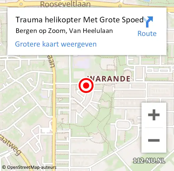 Locatie op kaart van de 112 melding: Trauma helikopter Met Grote Spoed Naar Bergen op Zoom, Van Heelulaan op 2 juni 2022 17:15