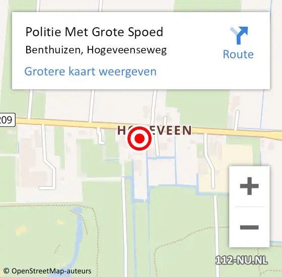 Locatie op kaart van de 112 melding: Politie Met Grote Spoed Naar Benthuizen, Hogeveenseweg op 2 juni 2022 17:16