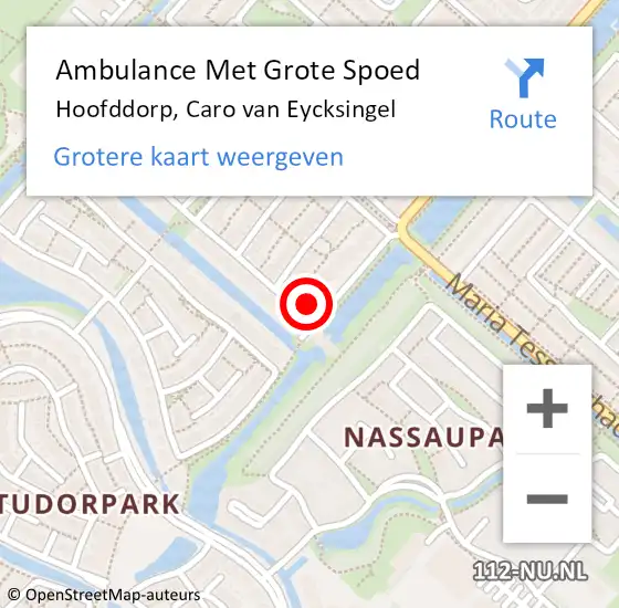 Locatie op kaart van de 112 melding: Ambulance Met Grote Spoed Naar Hoofddorp, Caro van Eycksingel op 2 juni 2022 17:24