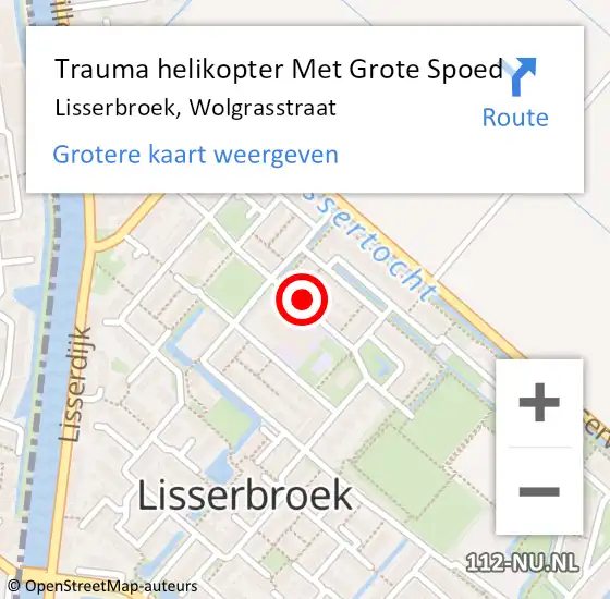 Locatie op kaart van de 112 melding: Trauma helikopter Met Grote Spoed Naar Lisserbroek, Wolgrasstraat op 2 juni 2022 18:14