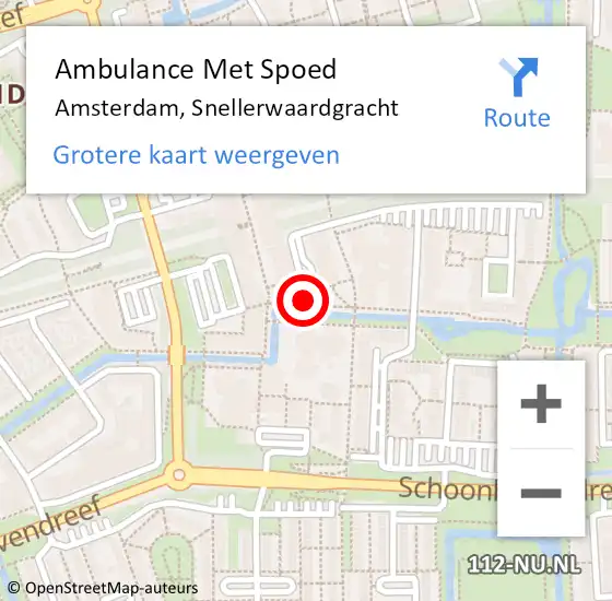 Locatie op kaart van de 112 melding: Ambulance Met Spoed Naar Amsterdam-Zuidoost, Snellerwaardgracht op 2 juni 2022 18:28