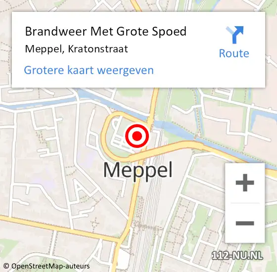 Locatie op kaart van de 112 melding: Brandweer Met Grote Spoed Naar Meppel, Kratonstraat op 2 juni 2022 18:28