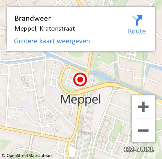 Locatie op kaart van de 112 melding: Brandweer Meppel, Kratonstraat op 2 juni 2022 18:41