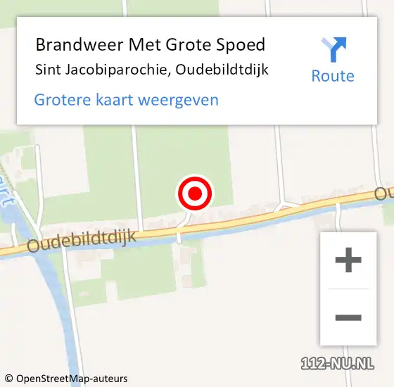 Locatie op kaart van de 112 melding: Brandweer Met Grote Spoed Naar Sint Jacobiparochie, Oudebildtdijk op 2 juni 2022 18:54