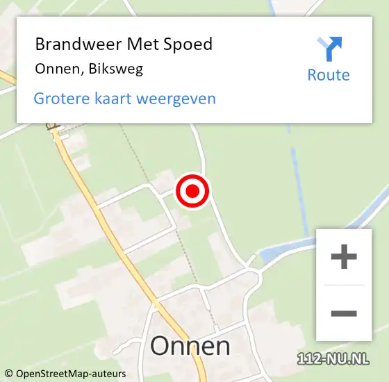 Locatie op kaart van de 112 melding: Brandweer Met Spoed Naar Onnen, Biksweg op 2 juni 2022 19:04