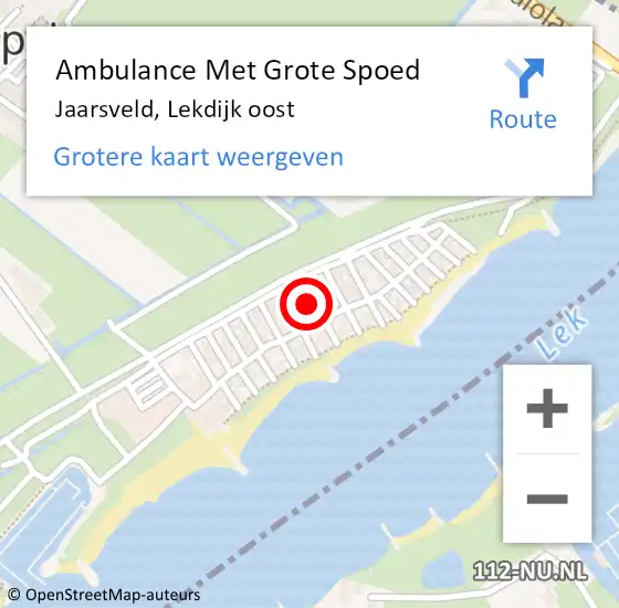 Locatie op kaart van de 112 melding: Ambulance Met Grote Spoed Naar Jaarsveld, Lekdijk oost op 2 juni 2022 19:06