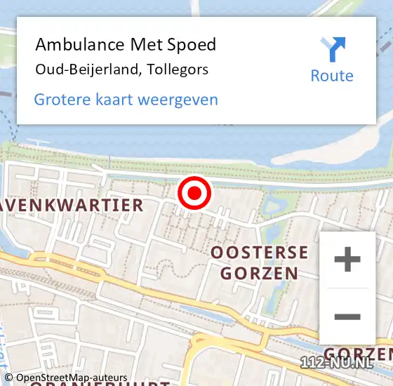 Locatie op kaart van de 112 melding: Ambulance Met Spoed Naar Oud-Beijerland, Tollegors op 2 juni 2022 19:07