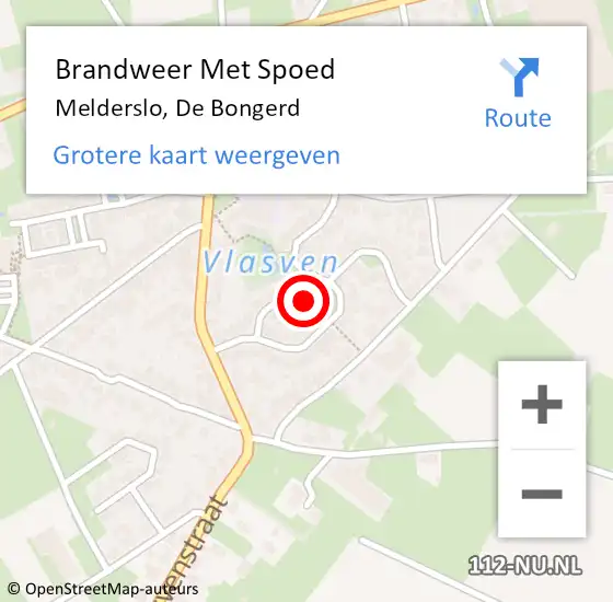 Locatie op kaart van de 112 melding: Brandweer Met Spoed Naar Melderslo, De Bongerd op 2 juni 2022 19:28