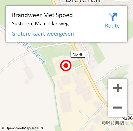 Locatie op kaart van de 112 melding: Brandweer Met Spoed Naar Susteren, Maaseikerweg op 2 juni 2022 19:41