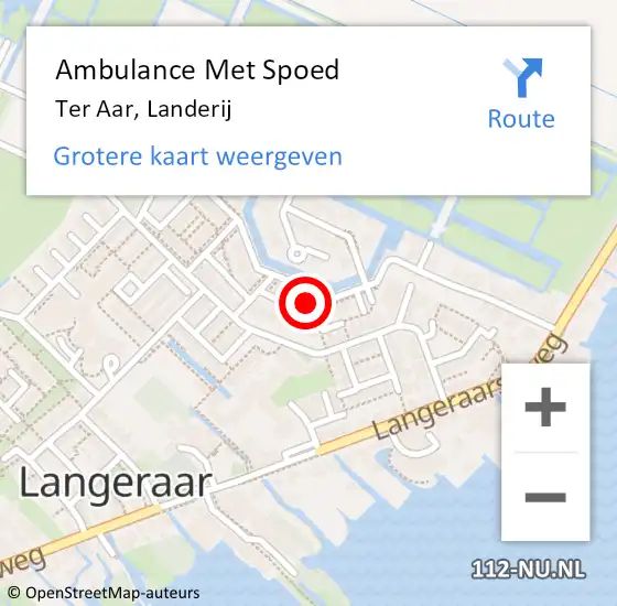 Locatie op kaart van de 112 melding: Ambulance Met Spoed Naar Ter Aar, Landerij op 2 juni 2022 19:41