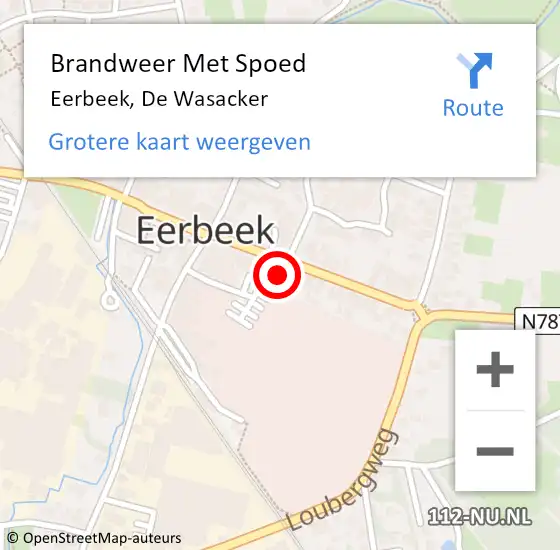 Locatie op kaart van de 112 melding: Brandweer Met Spoed Naar Eerbeek, De Wasacker op 2 juni 2022 19:42