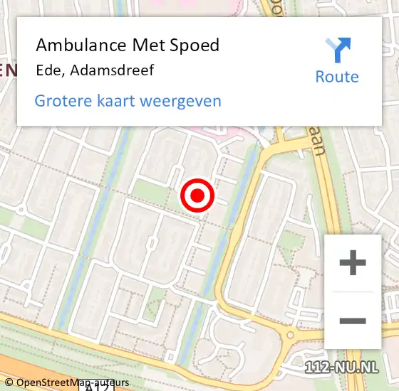 Locatie op kaart van de 112 melding: Ambulance Met Spoed Naar Ede, Adamsdreef op 2 juni 2022 19:53