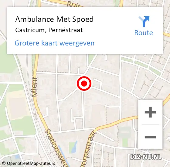 Locatie op kaart van de 112 melding: Ambulance Met Spoed Naar Castricum, Pernéstraat op 2 juni 2022 19:56