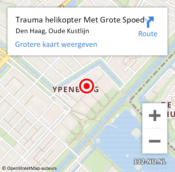 Locatie op kaart van de 112 melding: Trauma helikopter Met Grote Spoed Naar Den Haag, Oude Kustlijn op 2 juni 2022 20:08