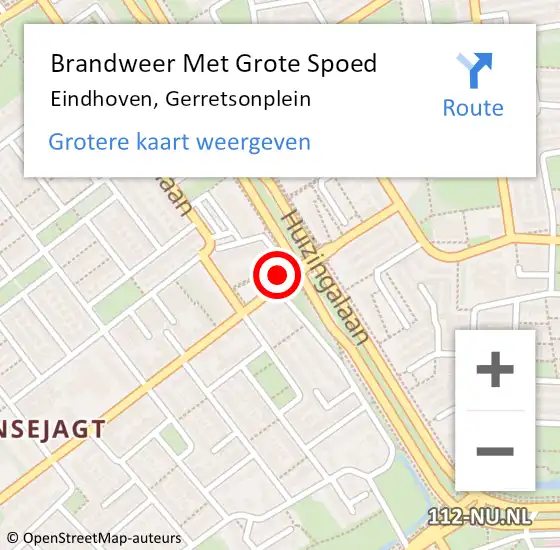 Locatie op kaart van de 112 melding: Brandweer Met Grote Spoed Naar Eindhoven, Gerretsonplein op 2 juni 2022 20:15