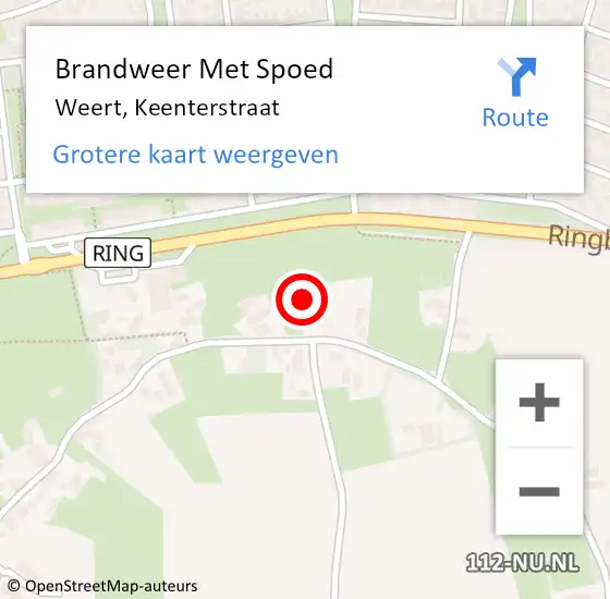 Locatie op kaart van de 112 melding: Brandweer Met Spoed Naar Weert, Keenterstraat op 2 juni 2022 20:17