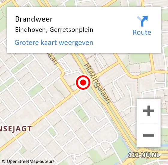 Locatie op kaart van de 112 melding: Brandweer Eindhoven, Gerretsonplein op 2 juni 2022 20:20