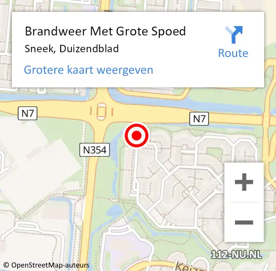 Locatie op kaart van de 112 melding: Brandweer Met Grote Spoed Naar Sneek, Duizendblad op 2 juni 2022 20:21