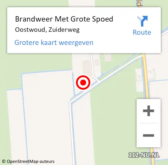 Locatie op kaart van de 112 melding: Brandweer Met Grote Spoed Naar Oostwoud, Zuiderweg op 2 juni 2022 20:48