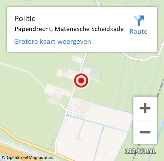 Locatie op kaart van de 112 melding: Politie Papendrecht, Matenasche Scheidkade op 2 juni 2022 21:01