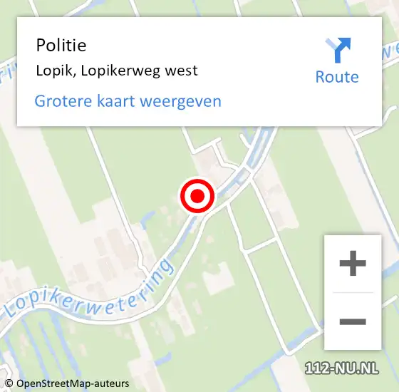 Locatie op kaart van de 112 melding: Politie Lopik, Lopikerweg west op 2 juni 2022 21:19