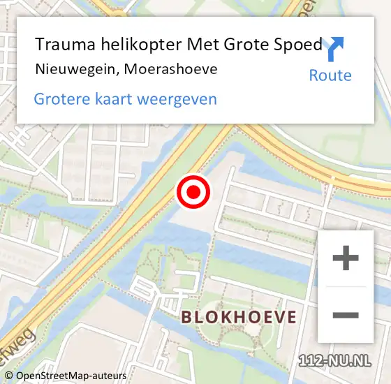 Locatie op kaart van de 112 melding: Trauma helikopter Met Grote Spoed Naar Nieuwegein, Moerashoeve op 2 juni 2022 22:10